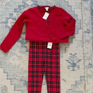 Crewcuts Red Plaid Leggings and Top (sold as a set)